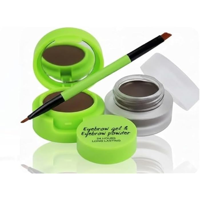 Gel Eyeliner Eyebrow Powder BROWN and Brown POWDER Waterproof Smudgeproof Long Lasting Makeup Eyeliner Gel with Brush Mirror - Image 1